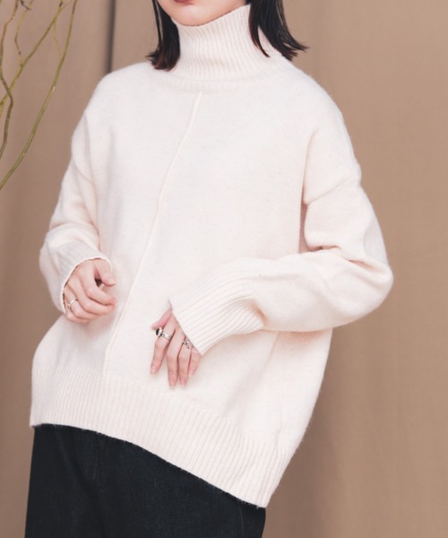 Aunt Marie's(アントマリーズ)の「AUNT MARIE'S ハイネックニット(ニット/セーター・レディース・ブラック/ベージュ/ナチュラル/ライトグリーン・FREE)」の3枚目の写真