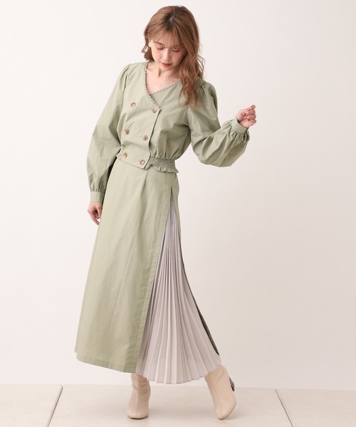 one after another NICE CLAUP(ワンアフターアナザーナイスクラップ)の「【WEB限定】サイドプリーツセットアップ(ワンピース・レディース・ベージュ/カーキ/ドット/チェック・FREE)」の14枚目の写真