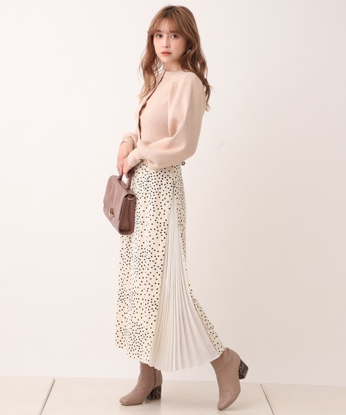 one after another NICE CLAUP(ワンアフターアナザーナイスクラップ)の「【WEB限定】サイドプリーツセットアップ(ワンピース・レディース・ベージュ/カーキ/ドット/チェック・FREE)」の6枚目の写真