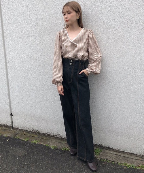 one after another NICE CLAUP(ワンアフターアナザーナイスクラップ)の「【WEB限定】サイドプリーツセットアップ(ワンピース・レディース・ベージュ/カーキ/ドット/チェック・FREE)」の16枚目の写真