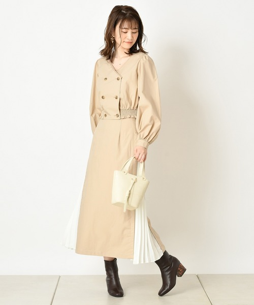 one after another NICE CLAUP(ワンアフターアナザーナイスクラップ)の「【WEB限定】サイドプリーツセットアップ(ワンピース・レディース・ベージュ/カーキ/ドット/チェック・FREE)」の22枚目の写真