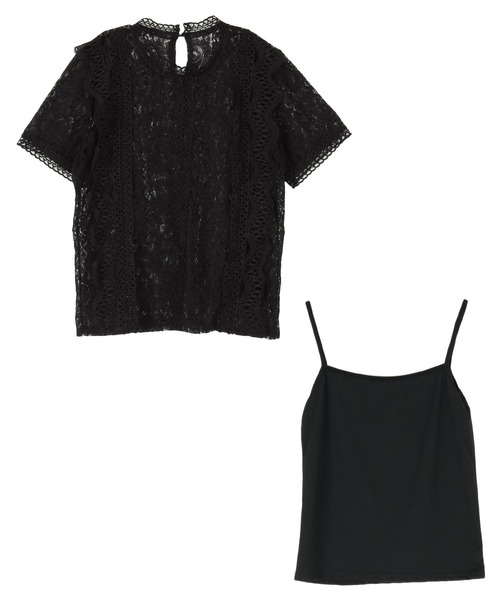 titivate（ティティベイト）の「半袖ﾚｰｽﾄｯﾌﾟｽ（Tシャツ/カットソー・レディース・ホワイト/ライトベージュ/オレンジ/ブラック・M）」の6枚目の写真