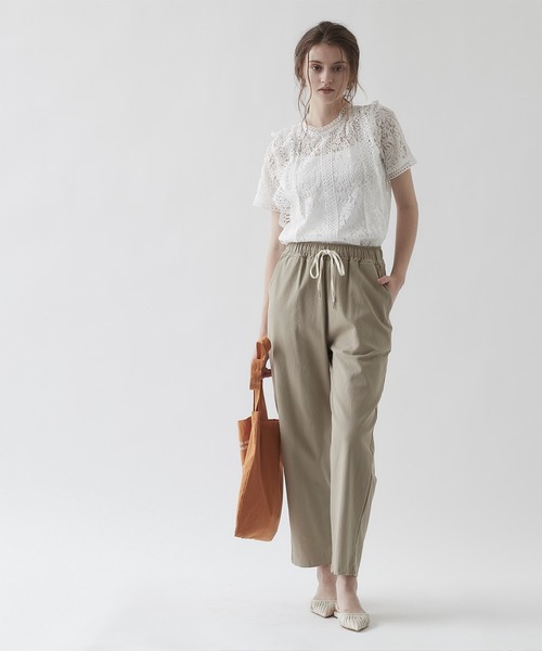 titivate（ティティベイト）の「半袖ﾚｰｽﾄｯﾌﾟｽ（Tシャツ/カットソー・レディース・ホワイト/ライトベージュ/オレンジ/ブラック・M）」の8枚目の写真