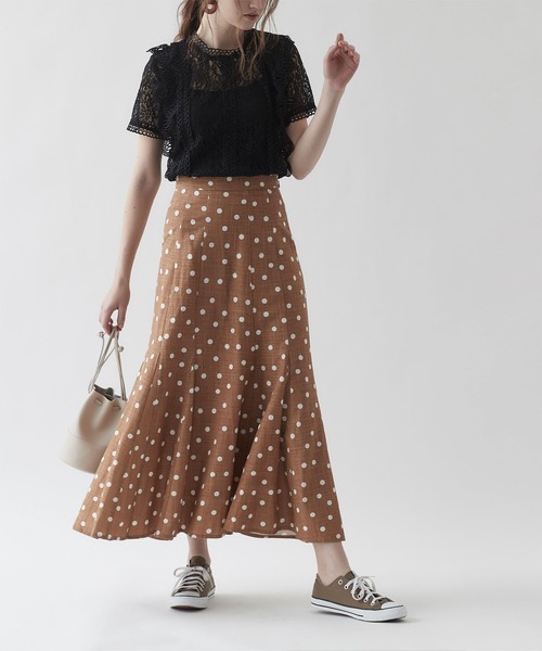 vis 半袖 レース トップス FREE 茶色 VIS tシャツ 半袖ドレープカットソー/WEB限定カラー レディース