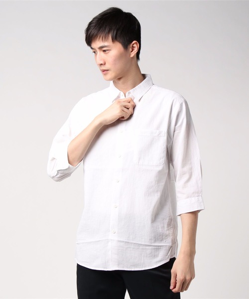 【BLUE STANDARD/ブルースタンダード】スエードライク オーバーサイズ7分袖Tシャツ 春服