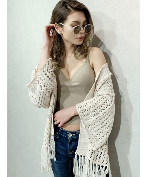 GYDA（ジェイダ）の「テープヤーンニットフリンジガウン（カーディガン/ボレロ・レディース・アイボリー/ベージュ/その他1・FREE）」の12枚目の写真