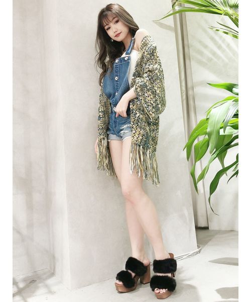 GYDA（ジェイダ）の「テープヤーンニットフリンジガウン（カーディガン/ボレロ・レディース・アイボリー/ベージュ/その他1・FREE）」の4枚目の写真