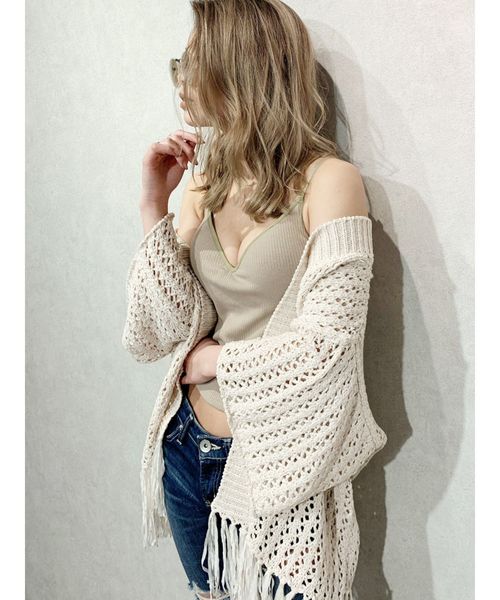 GYDA（ジェイダ）の「テープヤーンニットフリンジガウン（カーディガン/ボレロ・レディース・アイボリー/ベージュ/その他1・FREE）」の8枚目の写真