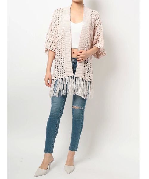 GYDA（ジェイダ）の「テープヤーンニットフリンジガウン（カーディガン/ボレロ・レディース・アイボリー/ベージュ/その他1・FREE）」の5枚目の写真