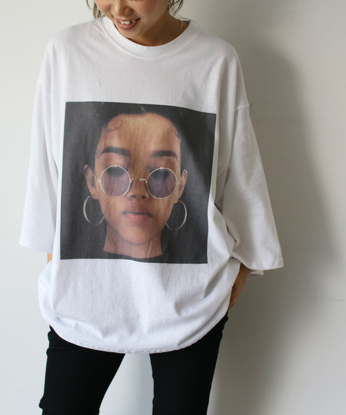 Canal Jean キャナルジーン の Via J ヴィアジェイ サングラス転写プリント半袖tシャツ Tシャツ カットソー Wear