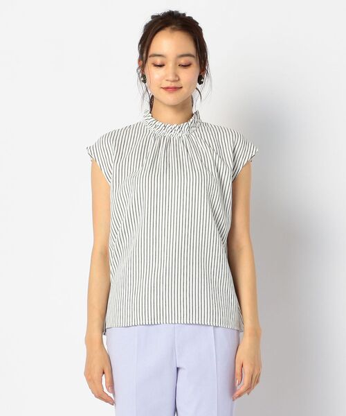 NOLLEY’S（ノーリーズ）の「スラブジャガードフリルスタンドブラウス[NOLLEY'S collet]（シャツ/ブラウス・レディース・ブラック系その他/ホワイト系その他4・38）」の9枚目の写真