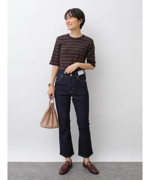 AMERICAN HOLIC（アメリカンホリック）の「5分袖クルーネックリブカットプルオーバー　＊〇（Tシャツ/カットソー・レディース・グリーン/ベージュ/ブルー系その他2/ブラック/ブラック系その他4/オフホワイト・L/M）」の14枚目の写真