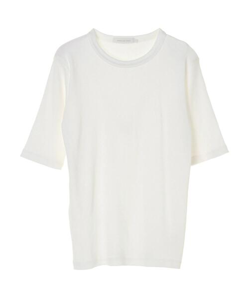 AMERICAN HOLIC（アメリカンホリック）の「5分袖クルーネックリブカットプルオーバー　＊〇（Tシャツ/カットソー・レディース・グリーン/ベージュ/ブルー系その他2/ブラック/ブラック系その他4/オフホワイト・L/M）」の20枚目の写真