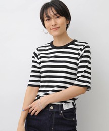 5分袖クルーネックリブカットプルオーバー *〇