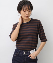 5分袖クルーネックリブカットプルオーバー *〇