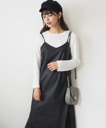Toyome | エコレザーキャミワンピース×長袖ロングTシャツ(ワンピース)