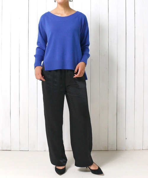 Emma Taylor（エマテイラー）の「カシミヤ100%ふわふわニットプルオーバー（サイドスリットクルーネック）（ニット/セーター・レディース・グレー/ブラック/ブルー・FREE）」の6枚目の写真