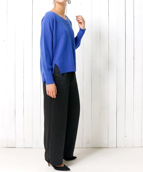 Emma Taylor（エマテイラー）の「カシミヤ100%ふわふわニットプルオーバー（サイドスリットクルーネック）（ニット/セーター・レディース・グレー/ブラック/ブルー・FREE）」の8枚目の写真