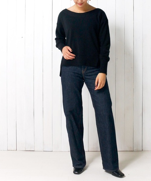 Emma Taylor（エマテイラー）の「カシミヤ100%ふわふわニットプルオーバー（サイドスリットクルーネック）（ニット/セーター・レディース・グレー/ブラック/ブルー・FREE）」の14枚目の写真