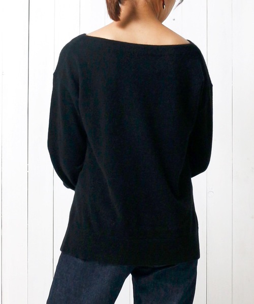 Emma Taylor（エマテイラー）の「カシミヤ100%ふわふわニットプルオーバー（サイドスリットクルーネック）（ニット/セーター・レディース・グレー/ブラック/ブルー・FREE）」の5枚目の写真