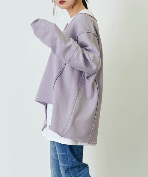 forksy.（フォルクシー）の「【forksy.】 オーバーサイズ カットオフスウェットVネックプルオーバー（スウェット・レディース・パープル/ダークグレー/ベージュ系その他/グリーン系その他・FREE）」の18枚目の写真