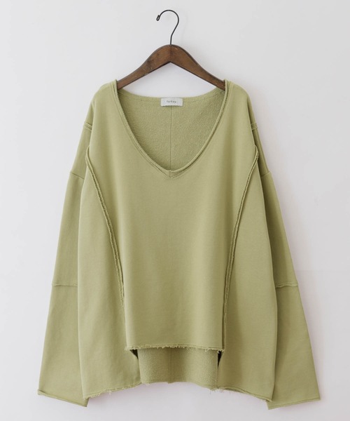 forksy.（フォルクシー）の「【forksy.】 オーバーサイズ カットオフスウェットVネックプルオーバー（スウェット・レディース・パープル/ダークグレー/ベージュ系その他/グリーン系その他・FREE）」の19枚目の写真
