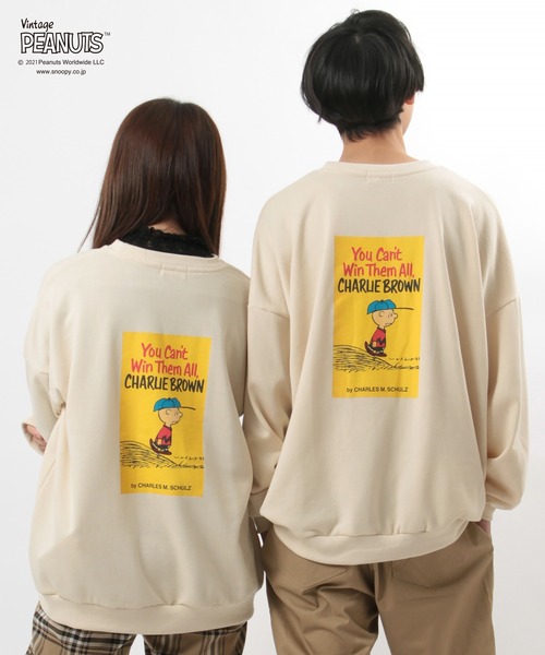 PEANUTS（ピーナッツ）の「【PEANUTS/ピーナッツ】スヌーピー バックプリント スウェット（スウェット・レディース・ネイビー/ミント/クリーム/キャメル・M/L/XL）」の2枚目の写真