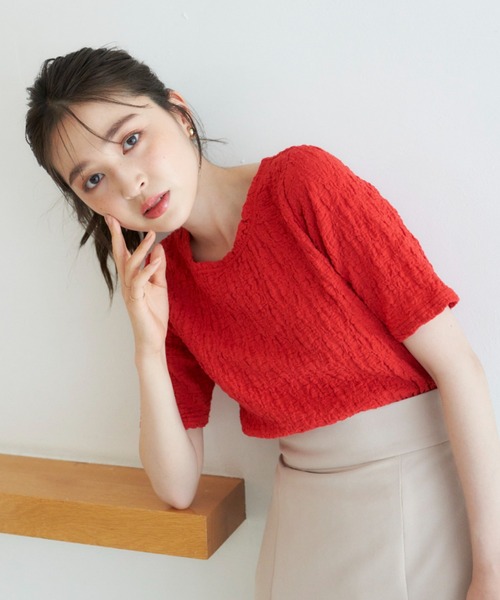 VANNIE U（ヴァニーユー）の「しゅわしゅわアイスT（Tシャツ/カットソー・レディース・ライム/ブラック/ホワイト/ベージュ/レッド/ピンク・FREE）」の6枚目の写真