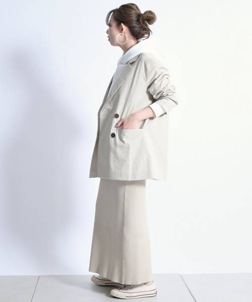 DouDou（ドゥドゥ）の「ストレッチWジャケット（テーラードジャケット・レディース・ベージュ/グリーン・FREE）」の6枚目の写真