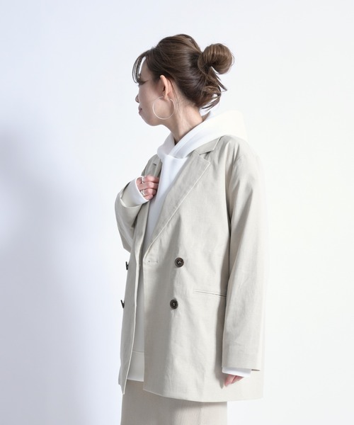 DouDou（ドゥドゥ）の「ストレッチWジャケット（テーラードジャケット・レディース・ベージュ/グリーン・FREE）」の9枚目の写真