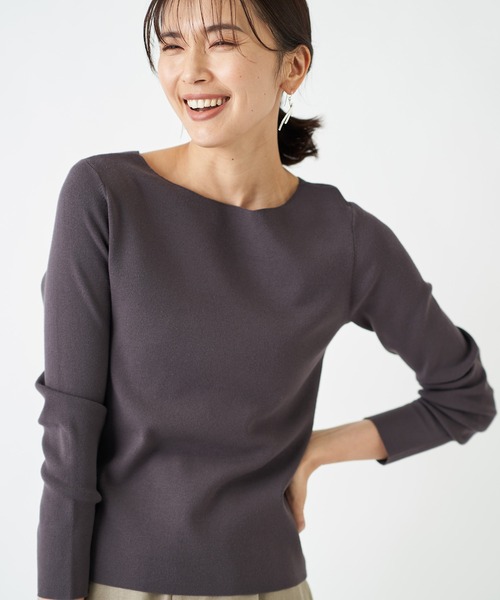 RIVE DROITE(リヴドロワ)の「なめらかな肌触りが魅力 総針2WAYニット(ニット/セーター・レディース・ネイビー/オフホワイト/ライトベージュ/ミント/ブルー系その他/チャコールグレー/ラベンダー・FREE)」の2枚目の写真