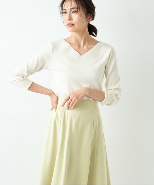 RIVE DROITE(リヴドロワ)の「なめらかな肌触りが魅力 総針2WAYニット(ニット/セーター・レディース・ネイビー/オフホワイト/ライトベージュ/ミント/ブルー系その他/チャコールグレー/ラベンダー・FREE)」の8枚目の写真