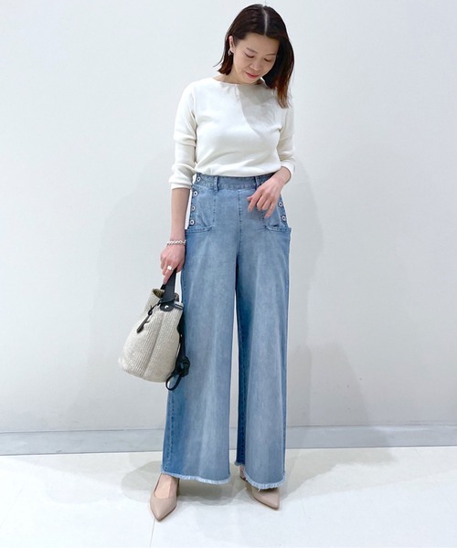 RIVE DROITE(リヴドロワ)の「なめらかな肌触りが魅力 総針2WAYニット(ニット/セーター・レディース・ネイビー/オフホワイト/ライトベージュ/ミント/ブルー系その他/チャコールグレー/ラベンダー・FREE)」の22枚目の写真