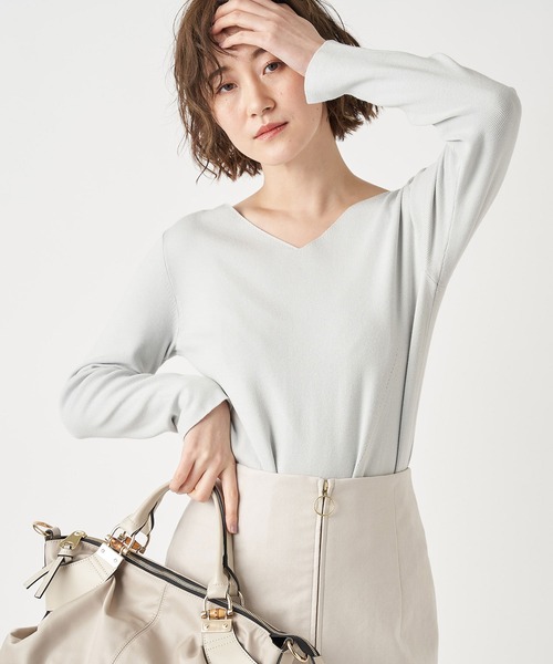 RIVE DROITE(リヴドロワ)の「なめらかな肌触りが魅力 総針2WAYニット(ニット/セーター・レディース・ネイビー/オフホワイト/ライトベージュ/ミント/ブルー系その他/チャコールグレー/ラベンダー・FREE)」の13枚目の写真