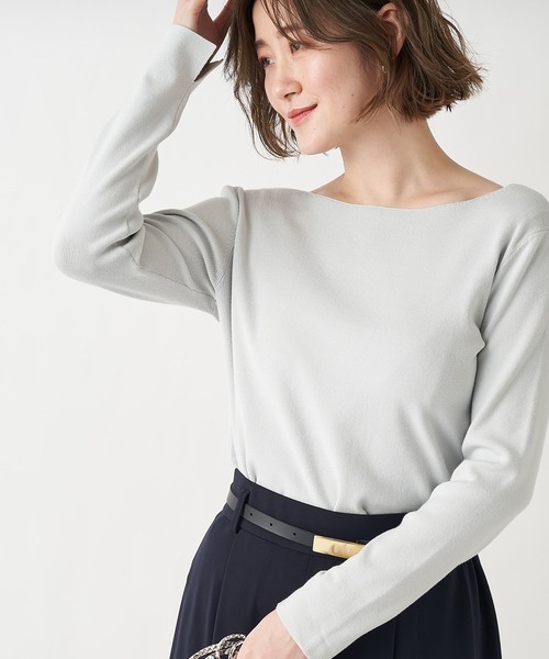 RIVE DROITE(リヴドロワ)の「なめらかな肌触りが魅力 総針2WAYニット(ニット/セーター・レディース・ネイビー/オフホワイト/ライトベージュ/ミント/ブルー系その他/チャコールグレー/ラベンダー・FREE)」の19枚目の写真