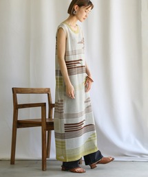 select MOCA | 2021 SS マルチパターンサマーニットシアーノースリーブロングワンピース(ワンピース)