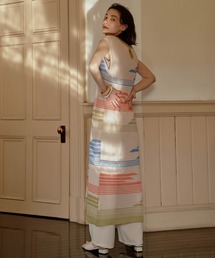 select MOCA | 2021 SS マルチパターンサマーニットシアーノースリーブロングワンピース(ワンピース)