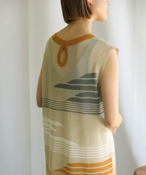 select MOCA（セレクトモカ）の「2021 SS マルチパターンサマーニットシアーノースリーブロングワンピース（ワンピース・レディース・ライム/オレンジ/ライトグリーン・FREE）」の12枚目の写真