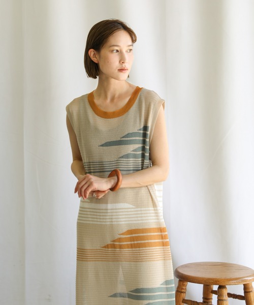 select MOCA（セレクトモカ）の「2021 SS マルチパターンサマーニットシアーノースリーブロングワンピース（ワンピース・レディース・ライム/オレンジ/ライトグリーン・FREE）」の11枚目の写真