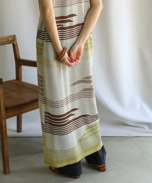 select MOCA（セレクトモカ）の「2021 SS マルチパターンサマーニットシアーノースリーブロングワンピース（ワンピース・レディース・ライム/オレンジ/ライトグリーン・FREE）」の16枚目の写真