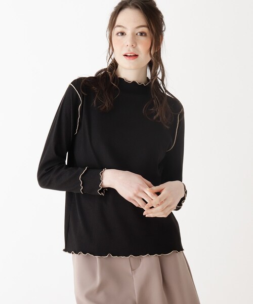 Cutie Blonde（キューティーブロンド）の「◆【S-L】ハイ配色メロウプルオーバー（Tシャツ/カットソー・レディース・ベージュ系4/ブラック系4/アイボリー系4・03/01/02）」の2枚目の写真