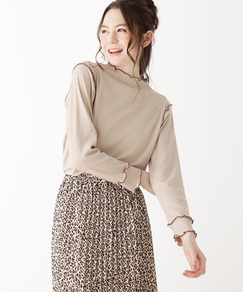 Cutie Blonde（キューティーブロンド）の「◆【S-L】ハイ配色メロウプルオーバー（Tシャツ/カットソー・レディース・ベージュ系4/ブラック系4/アイボリー系4・03/01/02）」の3枚目の写真