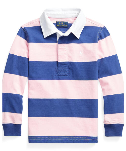 ストライプド コットン ジャージー ラグビー シャツ