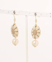 【tschuss(チュース)】レトロ flower&コットンパール ピアス