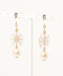 【tschuss(チュース)】レトロ flower&コットンパール ピアス