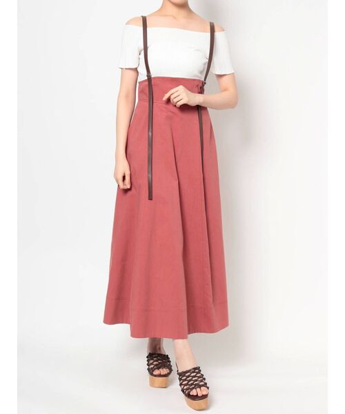 MERCURYDUO(マーキュリーデュオ)の「2WAYサスペンダーツイルスカート(スカート・レディース・ブラウン/ライム/アイボリー・SMALL/MEDIUM)」の2枚目の写真