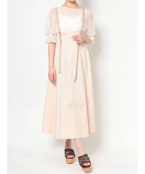 MERCURYDUO(マーキュリーデュオ)の「2WAYサスペンダーツイルスカート(スカート・レディース・ブラウン/ライム/アイボリー・SMALL/MEDIUM)」の1枚目の写真