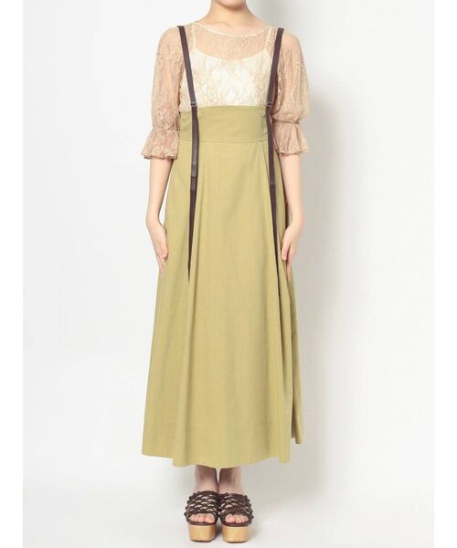 MERCURYDUO(マーキュリーデュオ)の「2WAYサスペンダーツイルスカート(スカート・レディース・ブラウン/ライム/アイボリー・SMALL/MEDIUM)」の8枚目の写真