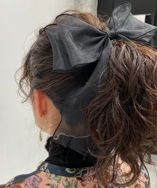 ap retro(アプレトロ)の「オーガンジーヘアリボンゴム【ZOZO限定アイテム】(ヘアゴム・レディース・ホワイト/ピンク/グレー/ブラック/ベージュ/ネイビー・FREE)」の3枚目の写真