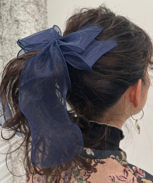 ap retro(アプレトロ)の「オーガンジーヘアリボンゴム【ZOZO限定アイテム】(ヘアゴム・レディース・ホワイト/ピンク/グレー/ブラック/ベージュ/ネイビー・FREE)」の10枚目の写真